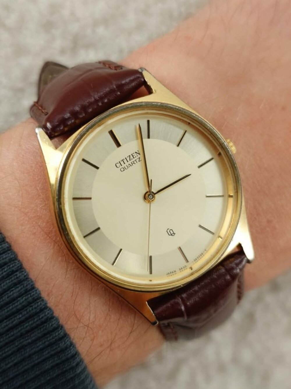 Citizen Unisex Quartz Watch 3630-361709 Gold Brown Leather 32mm JDM New Battery